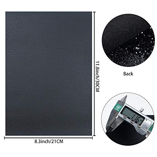 Litchi 6 Pack 8x12 Inch Faux Leather Sheets for Bow Earring, Easy to Cut Vinyl Fabric for Cricut, Durable Fade Resistant Leatherette Without Smell, Black - color: Black6pcs