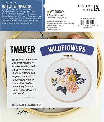 Leisure Arts Mini Maker Embroidery Kit, Pink