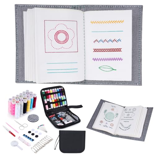 86-Piece Complete Sewing Kit + Illustrated Guide to 106 Embroidery Stitches | DIY Embroidery Kit: A One-Stop Starter Kit to Take You from Beginner to Expert [Portable Embroidery Workshop]