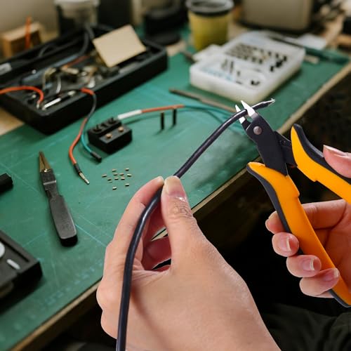 Micro Wire Cutters, 5.4 Inch Flush Cutters, 2 Pack Sharp Spring Loaded Micro Diagonal Cutters for Jewelry, Zip Ties, Electronics & DIY with Soft Grip Handles (Yellow & Black) - color: 2 Pack