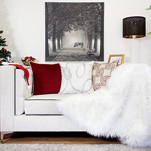 Embroidery White Velvet Throw Pillow Cover, Merry Christmas Series Gift Knot Luxury Soft Fuzzy Cozy Warm Slik Gift Square Couch Cushion Pillow Case 20 x 20 Inch, Cover Only - color: U5-gift Knot White
