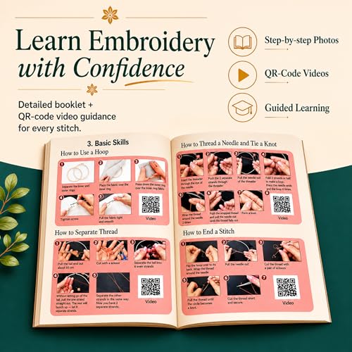 Bradove Classic Embroidery Learning Kit for Adults and Kids - color: A-Learning Stitches