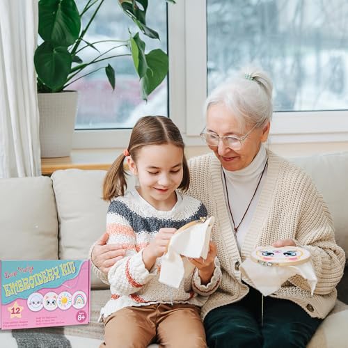 Louise Maelys 12 Pre-Stamped Embroidery Kit for Kids, Perfect for Ages 8-12 - color: cute embroidery kits