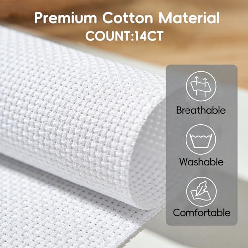 24Pcs Aida Cloth 14 Count, 6 Sizes White Cross Stitch Fabric for DIY Craft Embroidery (5.9 to 15.7 inch), Precut Aida Cloth Needlepoint Canvas for Embroidery Beginner, Needlework & Home Decor