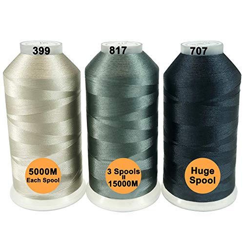 New brothread Huge Spools Embroidery Machine Thread -Different Grays - color: 3xDIFFERENT GRAYS