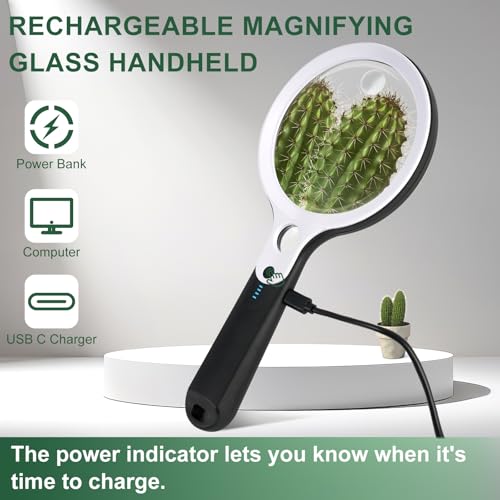 10X 20X 45X Magnifying Glass with 48 LED Light - color: Black Handle
