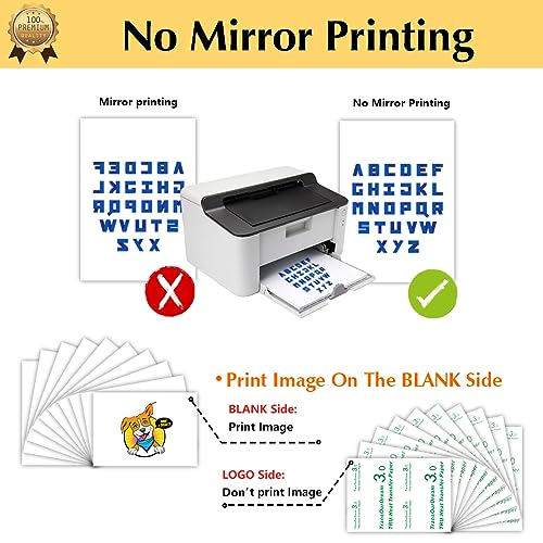TransOurDream Heat Transfer Paper for Inkjet & LaserJet Printer (40 Sheets, 8.5x11, 3.0) Printable HTV Heat Transfer Vinyl for T Shirts Iron on Transfers for Light Fabrics (L3-40) - color: Light, size: 40 Sheets