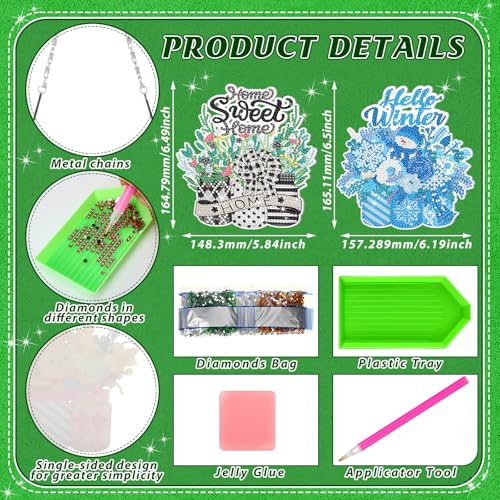 Cinnvoice Seasonal Diamond Art Hanging Kit,12 Pcs,Mason Jar - style: Mason Jar