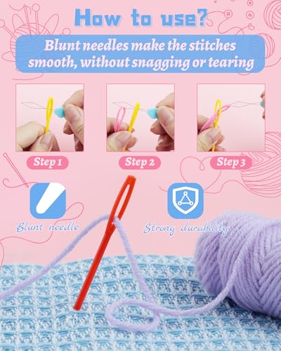 FIVEIZERO 48 Pcs Yarn Needles Set, Assorted Bent Tapestry Needles Weaving Needles Darning Needles with Large Eye, Plastic Blunt Knitting Needles for Sewing Crochet - color: Colorful 48PCS