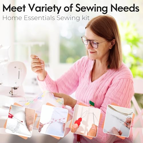 Coquimbo Sewing Kit Gifts for Adults Teen Grils Women Mom Grandma, Portable Sewing Supplies Contains Tape Measure, Scissors, Thimble, Thread, Sewing Needles (White, M) - color: White, size: M