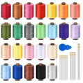 24 Pcs Sewing Thread Kit, 1000 Yards Each Spool 402 Polyester Thread with Sewing Needle & Threader, Sewing Threads for Sewing Machine, Hand Stitching, Embroidery - color: 24colorful