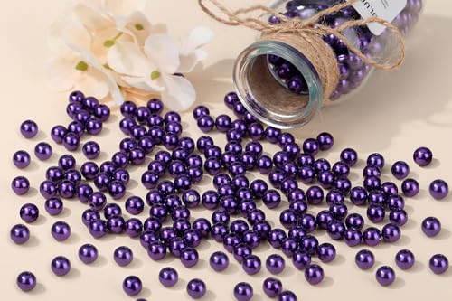 DUQGUHO Purple Pearl Beads for Crafts 6mm Plastic Pearl Beads with Hole - color: Purple, size: 6mm