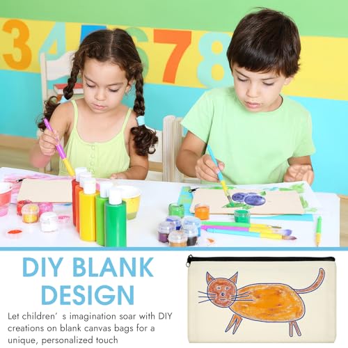 12 Pack Blank Canvas Pencil Pouches Bulk, Sublimation Zipper Bags for DIY