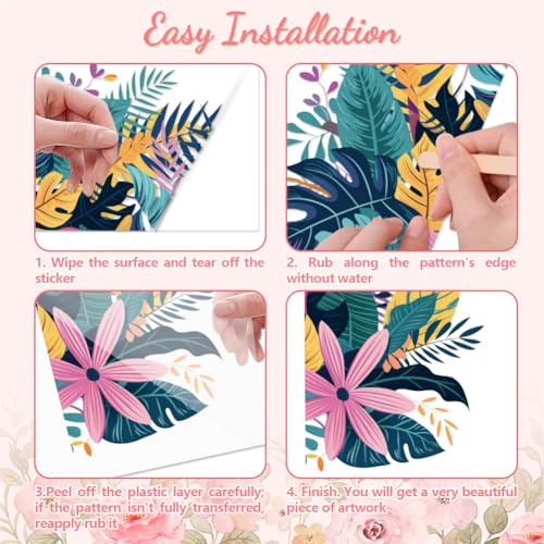 Peacoblue Bohemian Leaves Rub On Transfers for Furniture Craft 6"x12" - style: Bohemian Leaves