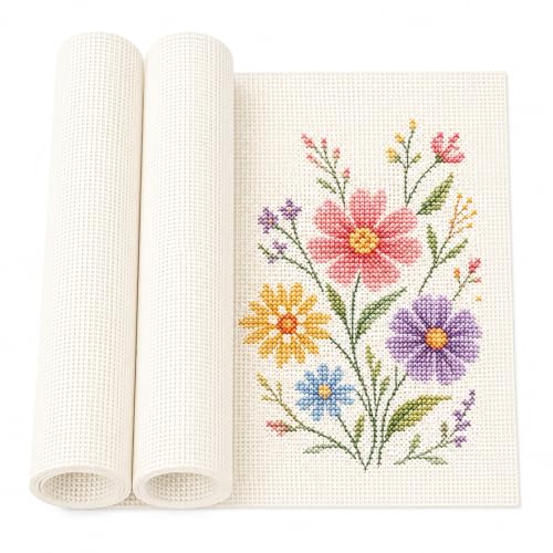 2 Pcs Needlepoint Canvas, 13 Mesh 20" X 18" Beige Cotton Blank Embroidery Canvas