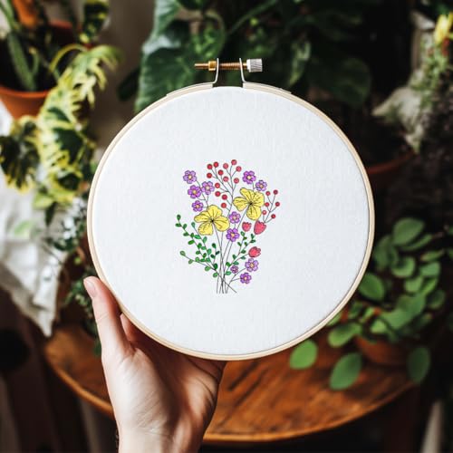 4 Sheets Plant Embroidery Patterns Water Soluble Embroidery Stabilizer Water Soluble Stabilizer for Embroidery Stick and Stitch Embroidery Paper for Embroidery Hand Sewing Lovers - style: Flower B