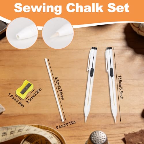 Fukaisu 28pcs Fabric Chalk Pen Set, White Chalk Cartridge Set Tailor Pencils Marking Tool for Sewing Quilting Dressmaking DIY Crafts Supplies