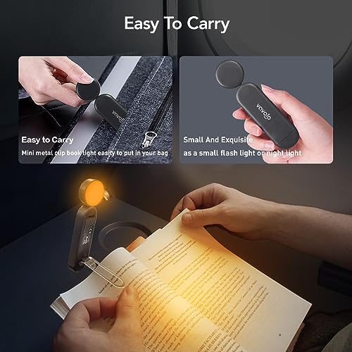VAVOFO USB Rechargeable Book Light, Bookmark Clip on LED Reading Light - color: Gray