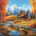 Moohue 14ct Counted Cross Stitch Kits for Adults Mountains House Trees Printed Stamped Cross Stitch Patterns Kits Cross Stitch Supplies (Mountains House Trees) - color: Mountains House trees