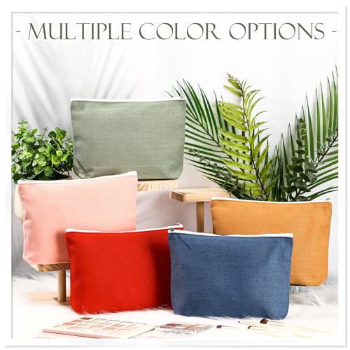 Reginary 10 Pcs Canvas Makeup Bags Bulk Blank Cosmetic Bags,Morandi Color - color: Morandi
