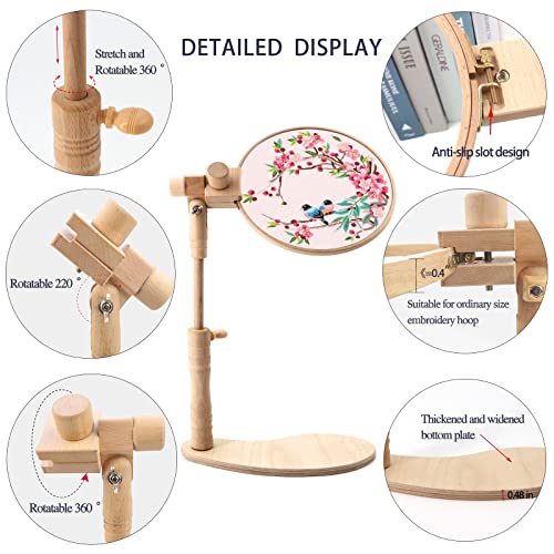 ZOCONE Beech Wood Embroidery Hoop Stand with 2 Pcs 6'' 8'' Embroidery Hoops - style: A