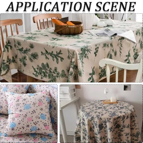 1 Yard 63 Inch Prussian Blue Linen Fabric Floral Pattern Canvas Soft Breathable Needlework Embroidered Cloth for Sewing Making Clothing Curtain Decor Garment Accessories DIY Crafts Supply - size: 1600MM, style: Prussian Blue Flower