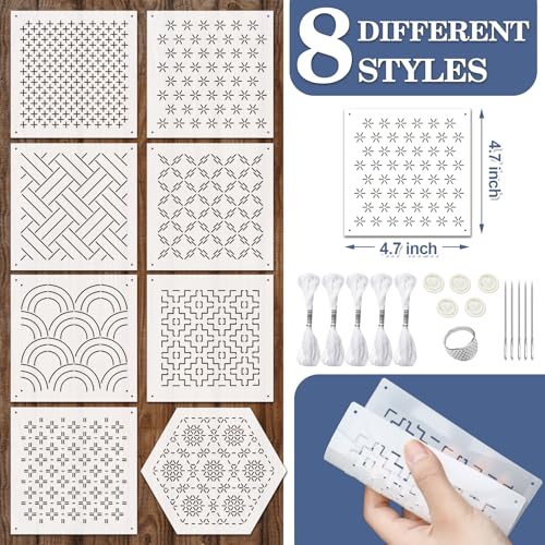 Yousoontic 24 Sashiko Stencil Kit, 4.7" Plastic Templates, Classic - style: Classic