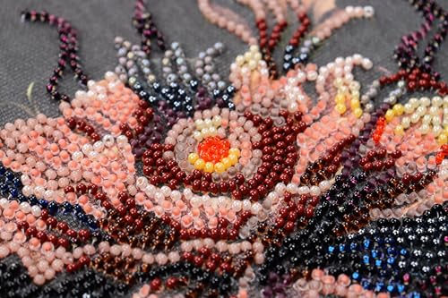 Wizardi Bead Embroidery kit - Flower of the Night. Colorful Beads, Beading Needles. DIY Kit. Embroidery for Beginners. Home Decor. AMB-100 Abris Art - color: Flower of the night
