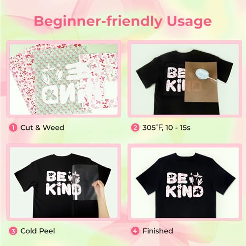 HTVRONT Pink Bow Heat Transfer Vinyl - 11 Pack Patterned HTV for T-Shirts - color: Pink Bow HTV