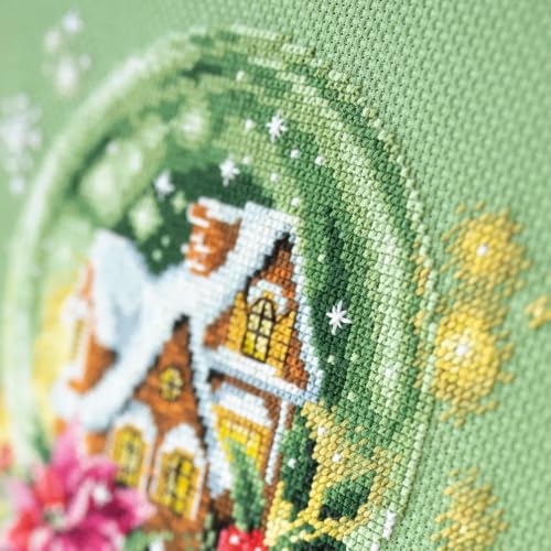 Wizardi Counted Cross-Stitch Kit Snow Globe 540-672 Magic Needle. Counted Cross Stitch for Beginners and Advanced, Advanced Needle Punch Kits for Adults Painted - color: Snow Globe