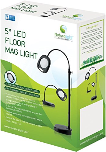 Daylight Company LED Floor Lamp and Table Lamp, Standing Lamp for Living Room, Bedroom, Salon, Office, Touch Control, Flexible Arm, Sleek Design, Multipurpose, Magnifier Lamp, Black