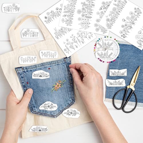 Water Soluble Embroidery Patterns, Stick and Stitch Paper for Sewing - style: Flower1549