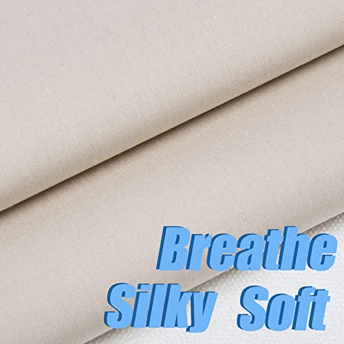 5 Yard Beige Cotton Fabric,Natural Cotton Poplin Fabric by The Yard, 59 Inches Wide 100% Cotton Fabric,Soft Embroidery Muslin Quilting Material for Sewing Material Apparel Cloth - color: Beige, size: 5 Yards