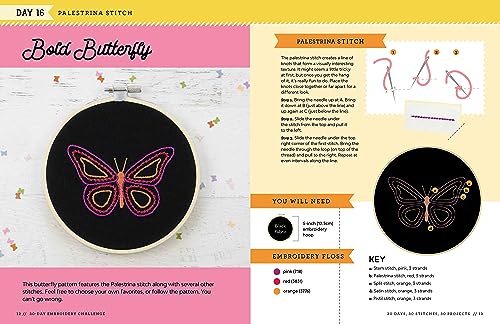 The 30-Day Embroidery Challenge: A Day-by-Day Guide to Learn New Stitches and Create Beautiful Designs (30-Day Craft Challenge)
