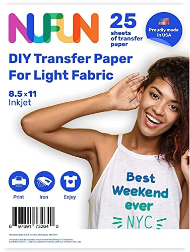 NuFun Activities Heat Transfer Paper, Light Fabrics, 25 Sheets 8.5x11 - size: 25 Sheets