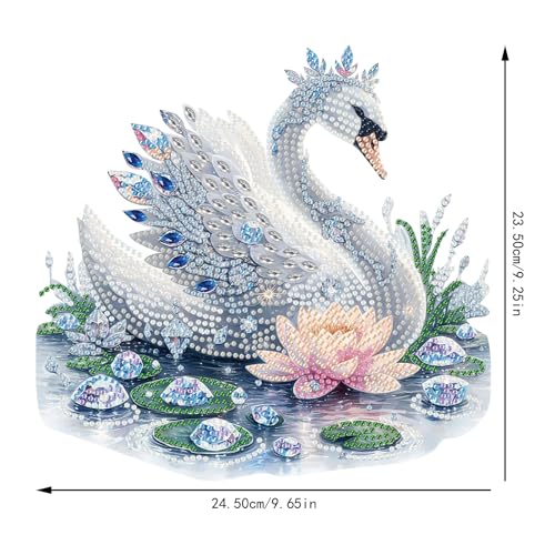 POETRYDRAW Diamond Art Ornament Desktop Kit Swan, Stand Up Diamonds Painting Ornament for Adults, 5D DIY Special Diamond Gem Craft Tabletop Placement Board Kit - color: Swan