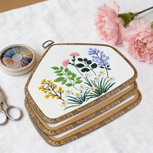 Decorative Embroidery Hoop - 3 House Pieces 7.3*5.7 inch Cross Stitch Hoops Set, Resin Embroidery Frame for Display Sewing Craft Hanging Ornament - style: House-7.3*5.7inch-3pcs