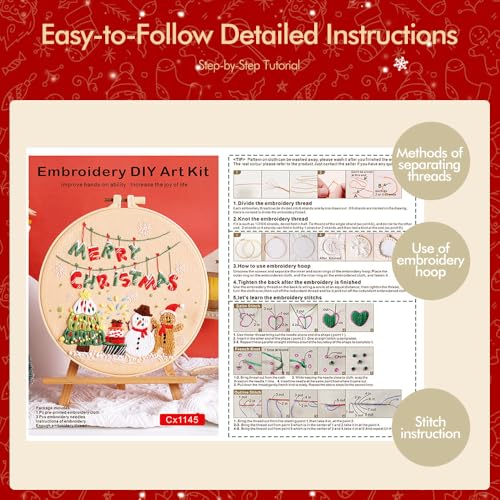 wtisan Christmas Embroidery Kit, Cross Stitch Kits for Beginners, Needlepoint with All Tools & Instructions, Stamped Hand Embroidery Starter Kit for Holiday Crafts & Xmas Home Decor, W17 - color: W17, size: 1 Pack
