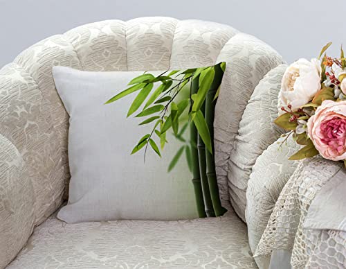 TSSOHU Green Bamboo Farmhouse Pillow Cover Cotton Linen Decorative Square Throw Pillow Cover 18x18 Inch for Sofa Couch Decoration - color: Tss32