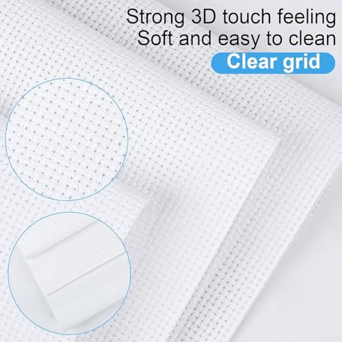 12 PCS Cross Stitch Aida Fabric 14 Count, 7.8 by 7.8 Inch, Classic Reserve Cross Stitch Aida Cloth for Home DIY Embroidery Decoration, White - color: White, size: 14 CT 7.8 x 7.8In(12 PCS)