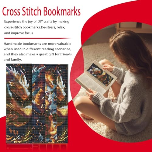 niurenmaoyi 5 Pack Dragon Bookmark Stamped Cross Stitch Kits for Beginner - color: Cross Stitch Kits0512-03