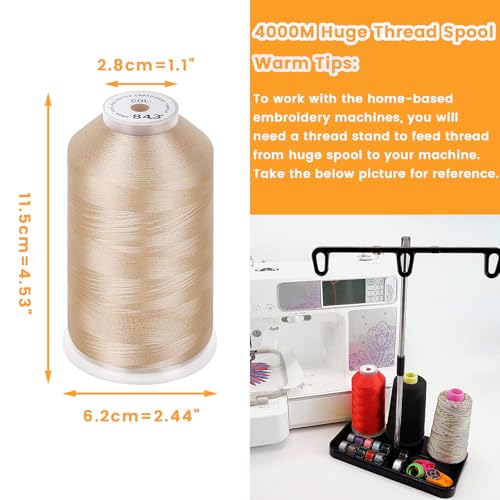 New brothread 4000M Huge Spool Embroidery Machine Thread - Beige - color: Beige-843
