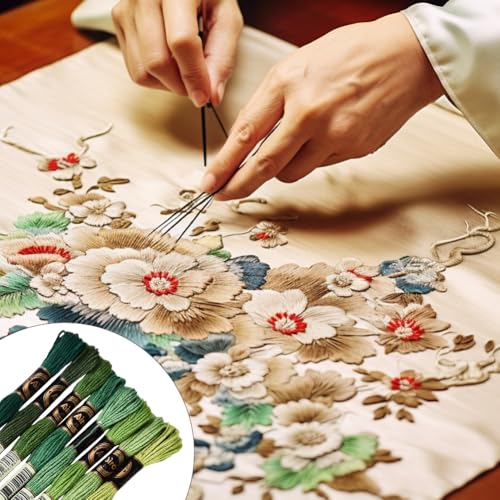 70 Yards 8 Skeins Gradient 6 Strands Green Embroidery Floss Polyester Variegated Cross Stitch Thread Friendship Bracelet String Threads Bulk Set for Hand Sewing Making Needlecraft Supply - color: Multi Green, size: 70 Yards