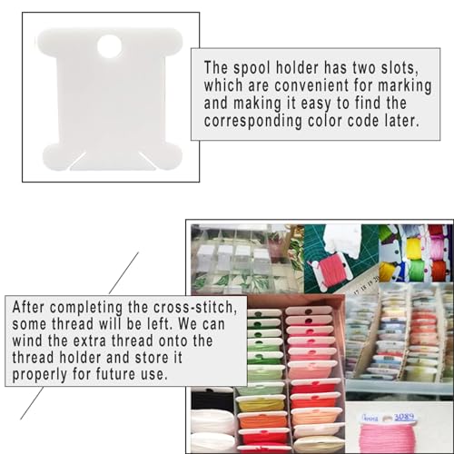Luckkyme 230 Piece Plastic Floss Bobbins with Floss Winder for Craft DIY Embroidery Floss Organizer Cross-Stitch Thread Holder, White