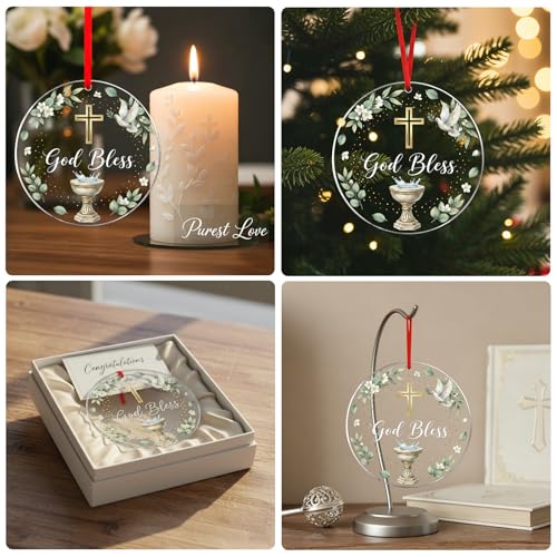 WhatSign Metal Christmas Cross Christian Ornament (Baptism-1) - color: Baptism-1