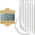 VONEEDL Upholstery Repair Kit: Waxed Sewing Thread (Gray Color) & Heavy Duty Needles (11 PCS) for Leather, Canvas & Quilting Thread - color: Gray