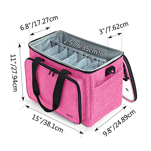 Teamoy Knitting Bag, Yarn Storage Organizer Crochet Bag Tote, Pink - color: Pink