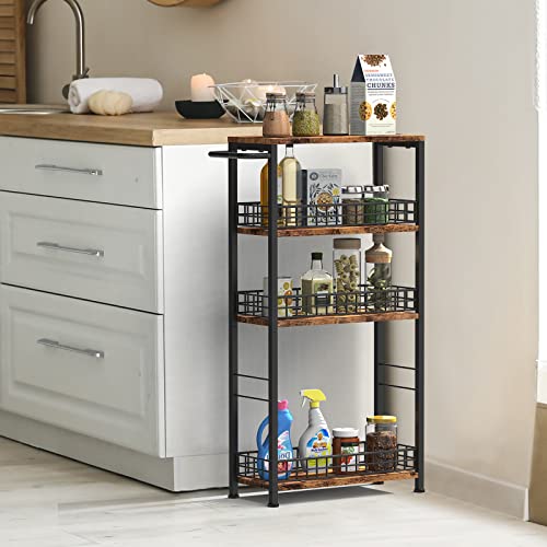 NOVIMANGO Slim Storage Cart Narrow Laundry Cart 4 Tier, Black - color: Brown