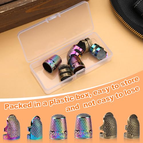 ZMAAGG Thimbles for Hand Sewing, 6 PCS Sewing Thimble, Metal Thimble - size: M-Primary Set