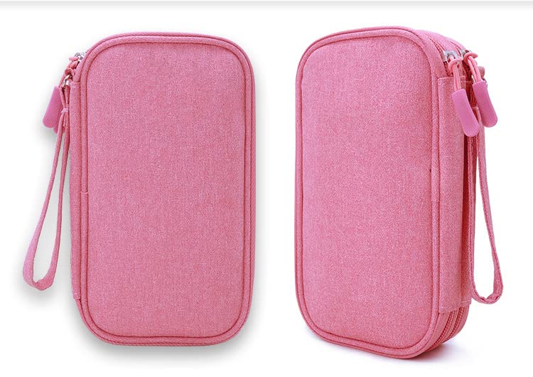 Diabetic Supplies Travel Case Organizer for Test Strips, Lancets, Needles, Lancing Device, Glucose Meter, Alcohol Wipes, Insulin Pens, Syringes, Diabetes Testing Kit Storage Bag (Pink) - color: Pink
